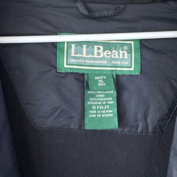 VTG 90s L.L. Bean Men’s Black Hooded Full Zip Jacket XL Waterproof Fleece Lined - Picture 5 of 7